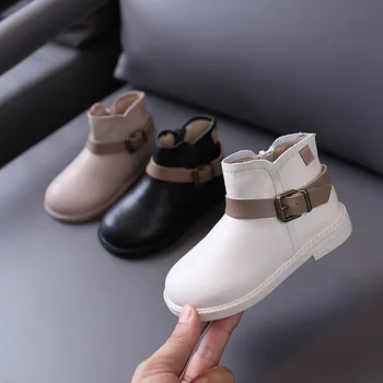 

Children Genuine Leather Boots Casual Autumn Winter Leather School Boy Shoes Fashion Snow Boots 2020 Kids Girls Martin Boots