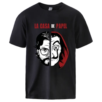 

La Casa De Papel Horror Movie Tshirts Man Causal Loose Cotton T shirt 2020 Summer Short Sleeve Sportswear T shirts Male Cool Top