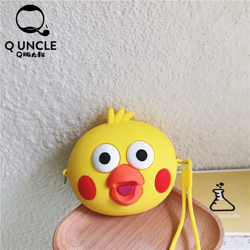 Q UNCLE Забавный цыпленок Кошелек для монет силиконовая цепочка Диагональная Сумка мультяшный кавайный кошелек на молнии Портативный Ключ для наушников сумка для хранения Кошелек - Цвет: 109001
