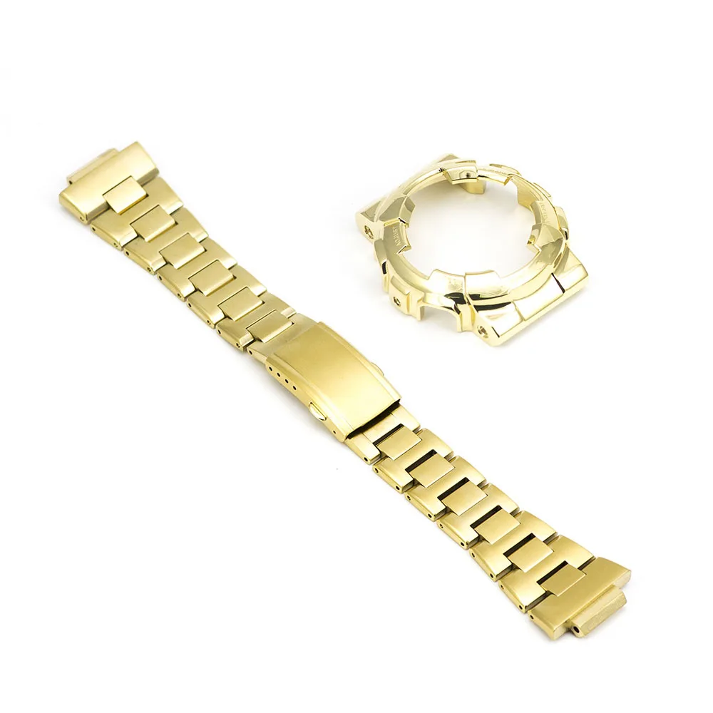 Gold Set GA100 часы набор модификация ремешок для часов ободок/чехол Металл 316L нержавеющая сталь - Цвет ремешка: Gold Set
