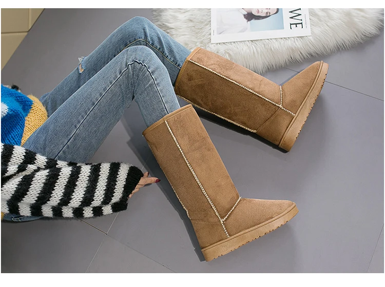 Foreign Trade Europe  America Classic Snow Boot Women Gaotong Snow Boots Female Russia 33 Centimeters Height Boots 41 Yards Code