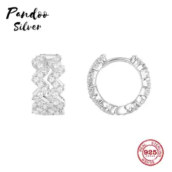 

Pandoo Fashion Charm Sterling Silver Original 1:1 Copy,Single Silver Up And Down Earrings Luxury Jewelry Gift For Female
