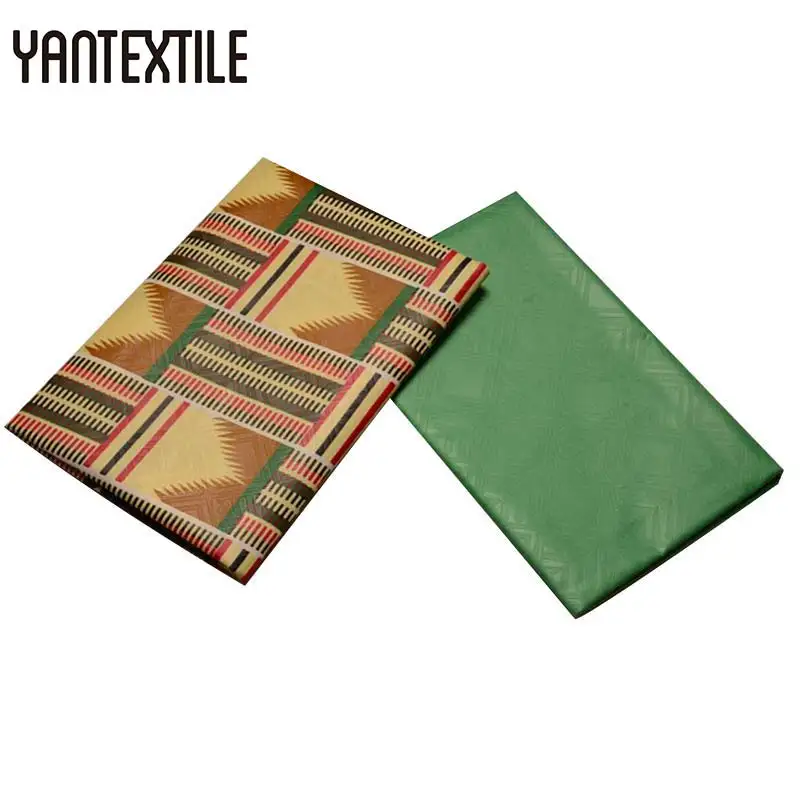 YANTEXTILE Анкара ткань Африканский настоящий воск принт тиснение Гана Kente Ткань 2+ 2 ярдов Tissu простое окрашивание африканская ткань Анкара - Цвет: 19060000