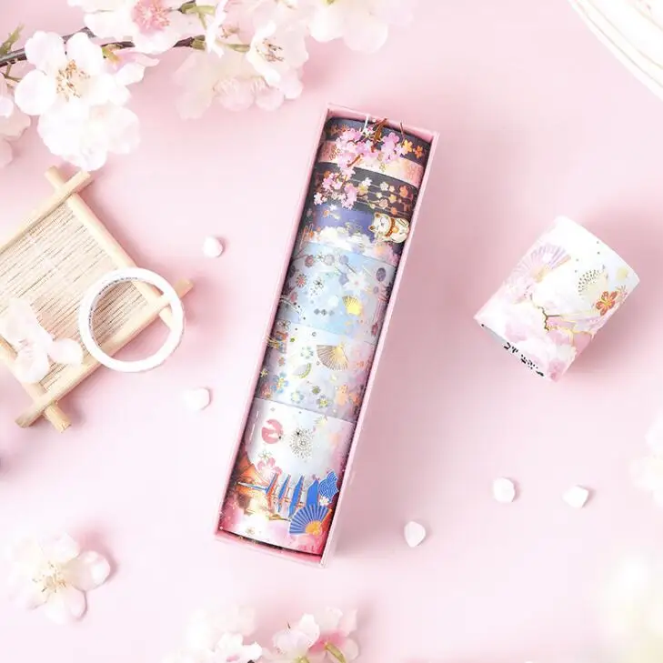 Sharkbang 7 Rolls/Box Kawaii Cherry Blossom Cat Scrapbooking Bullet Washi Tape Decorative Masking Adhesive Tapes Stationery | Канцтовары