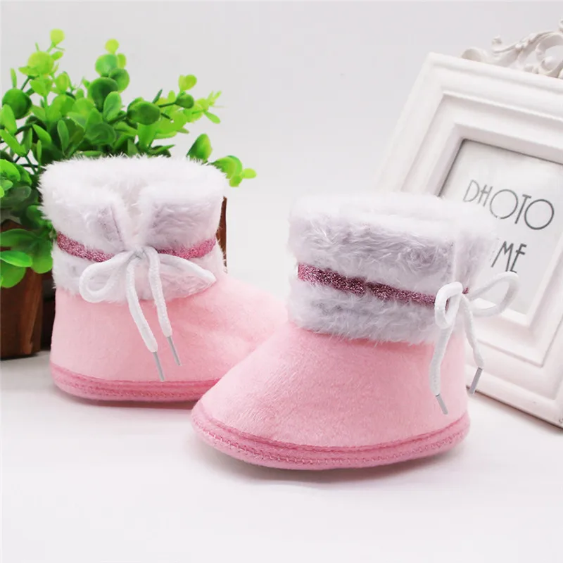 baby girl shoes Infant Newborn Baby Girls Cashmere Plush Winter Boots Bandage Warm Shoes baby schoenen #3S23 (23)