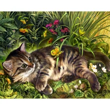 5D алмазная картина кошка животные Стразы DIY полная круглая Алмазная вышивка крестиком DIY фото на заказ настенная мозаичная наклейка