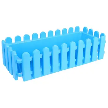 

1Pc Rectangular Plastic Fence Flower Pots Green Plants Potted Succulent Planting Pot