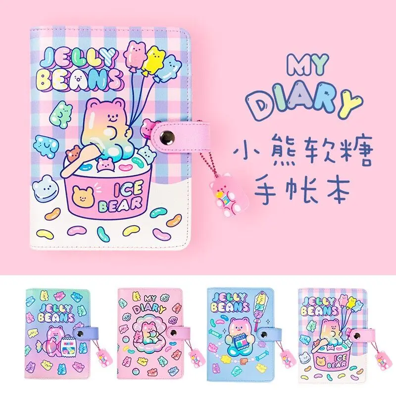 

Jelly Bear Cute Girl NoteBook Diary Book Korea Travel Planner Function Notepad Cover Fashion Girl Journal Diary Card Holder Case