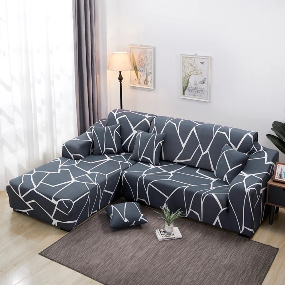 Urijk печатные клетчатые плотные Чехлы для дивана для гостиной эластичные 2 шт. Чехлы для дивана если L-style секционный угловой диван де диван - Цвет: printed2