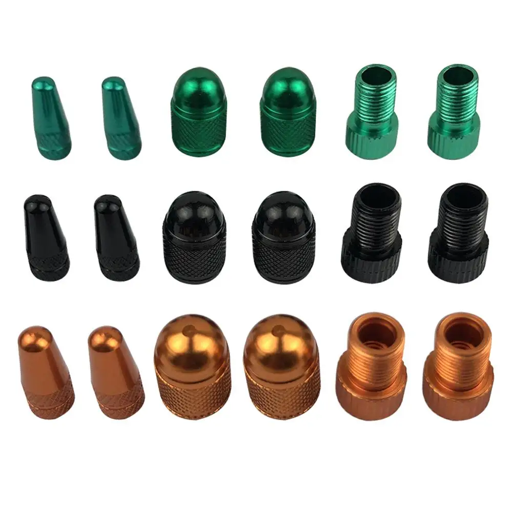 18pcs Claasic CNC Aluminum Tire Stem Hot Sale Outdoor Schrader French Valve Caps Cover with Adapter Bike Accessory