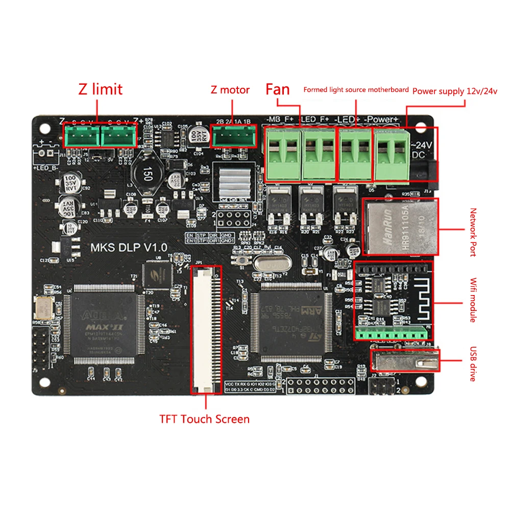 

MKS DLP Controller Board Kit 3D Printer High Performance DIY Accessories Photocuring Touch Screen LCD Display Open Source TFT35