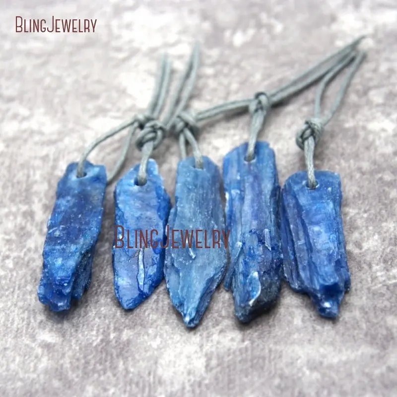 Raw Rough Blue Kyanite Point Bead Pendant Healing Crystal Stick 11mmx38mm PM27147 | Украшения и аксессуары
