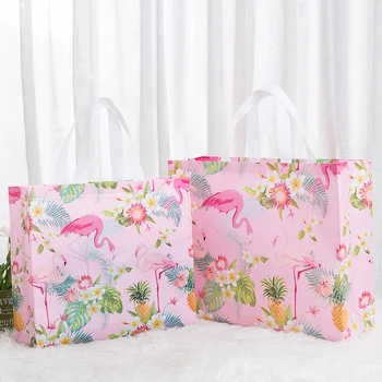 

New Foldable Shopping Bag Reusable Tote Pouch Folding Travel Shopper Bag Patchwork Color Fabric Non-Woven Eco Shopping Bags