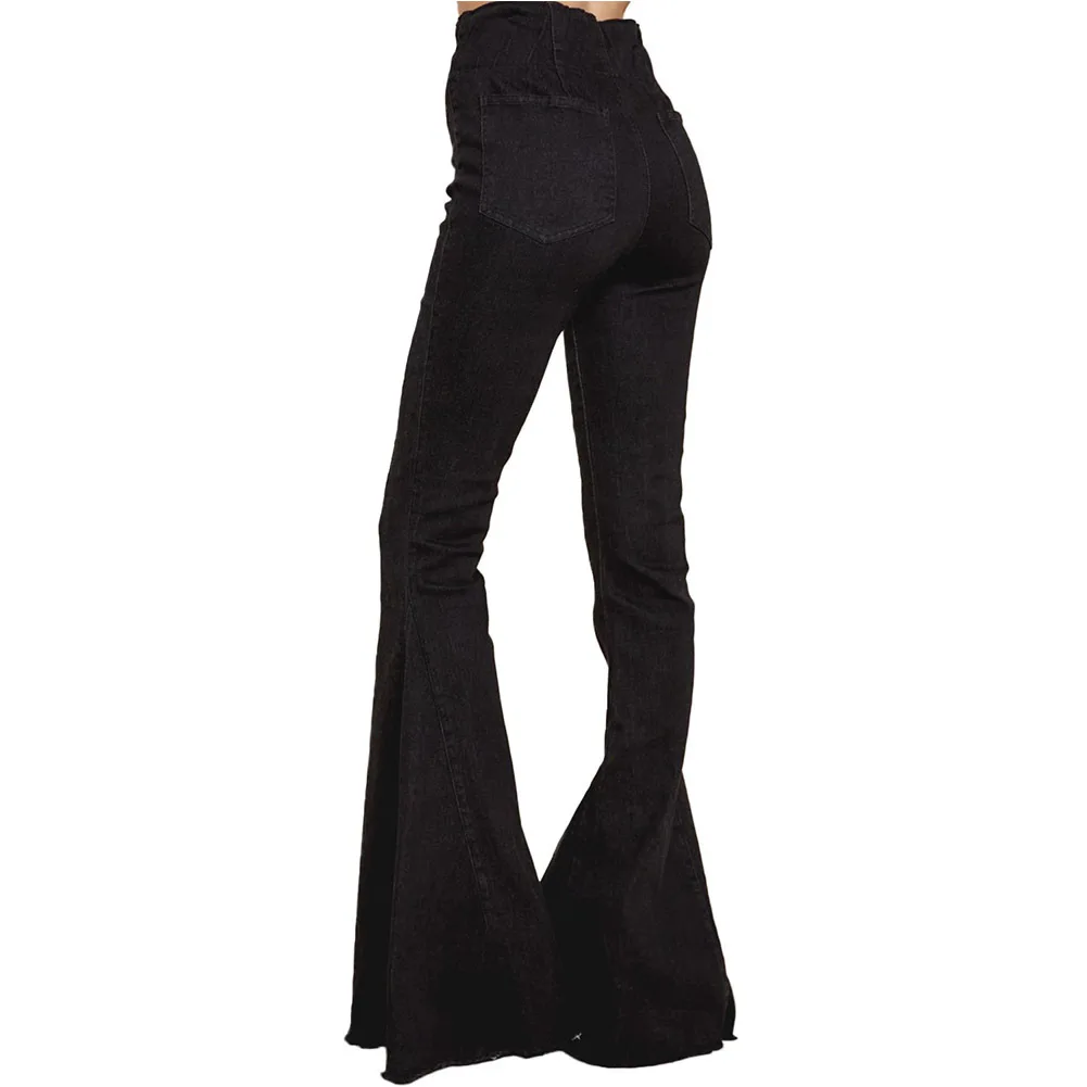 Расклешенные джинсы эластичный тонкий Рог брюки женские новые чистые Высокая талия широкие джинсы