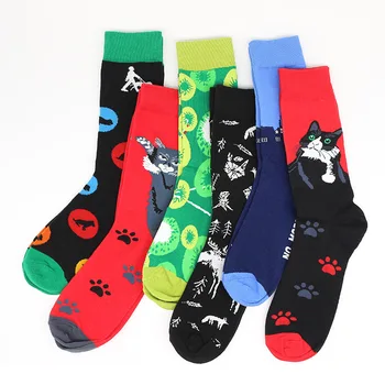 

Harajuku Cartoon Animal Cat Men Socks Hip Hop Personality Fashion Autumn Winter Happy Socks Combed Cotton Breathable Funny Socks