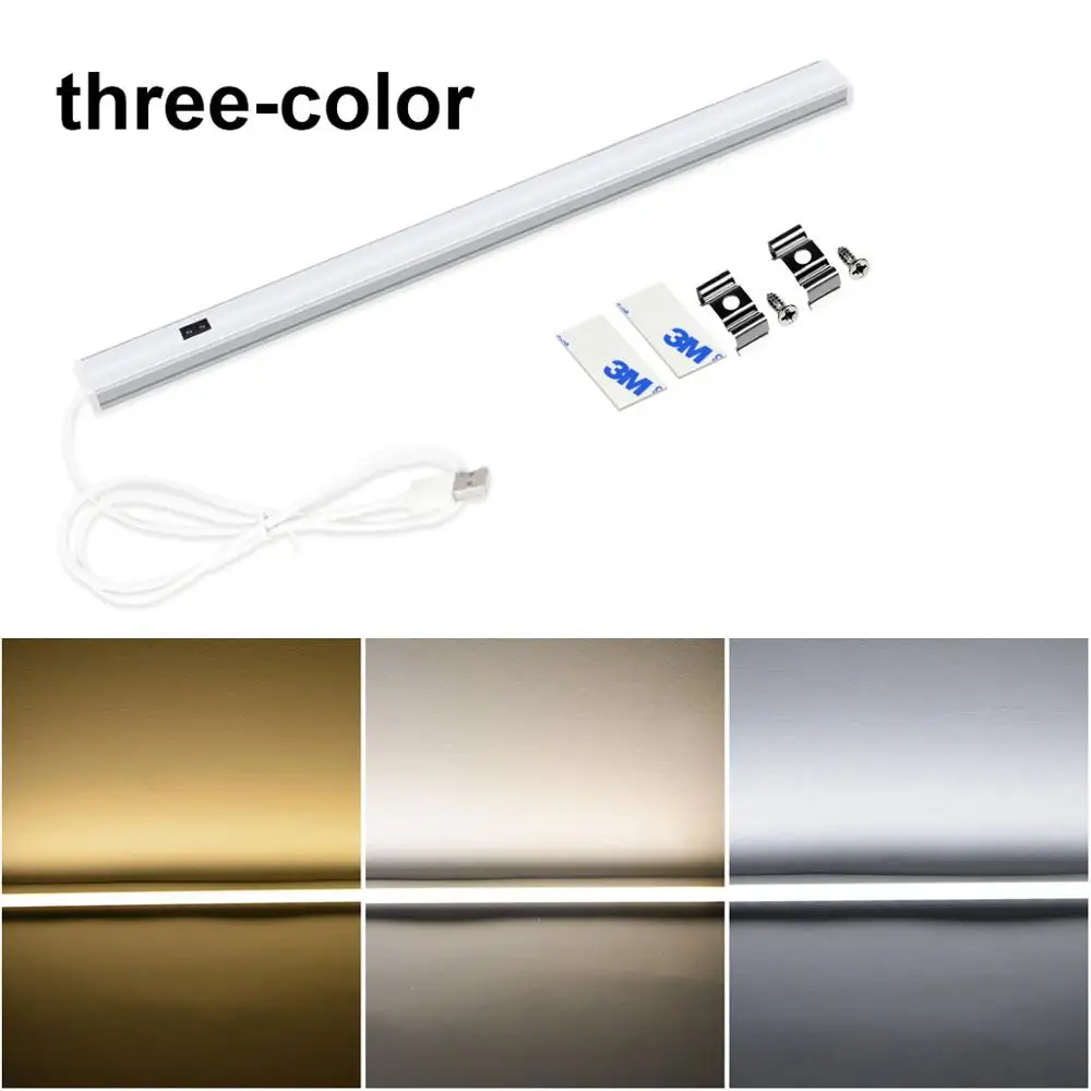 3 цвета USB светодиодный светильник под шкаф бар светильник lumiere светодиодный светильник для шкафа 5 в ручной развертки светильник s датчик движения спальня кухня - Цвет: Changeable 3 Color
