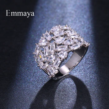 

Emmaya AAA Cubic Zircon Geometry Stone Chaos State Silver Plated Modern Style Ring For Female In Dinner Shiny Jewelry