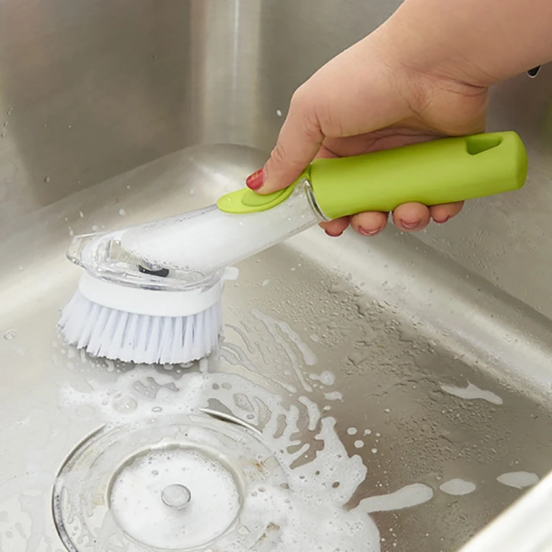 High Quality Protable Scrubber Multifunction Brush For Kitchen Bathroom Cleaning Brush+ Sponge Head Easy Installation