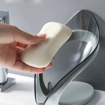 

Soap Box Holder Storage Drain Container Punch-free Keep Soap Dry Leaves Shape for Bathroom Kitchen FAS6