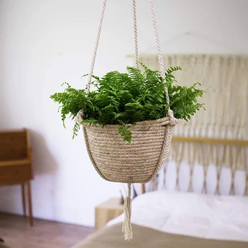 

Garden Flower Pots Macrame Plant Hanger Woven Hanging Basin Basket Flower Basket Outdoor Indoor Countyard Hanging Baskets