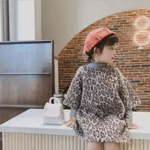 Г., леопардовое платье в Корейском стиле для девочек модные осенне-зимние платья для девочек 1-6 лет