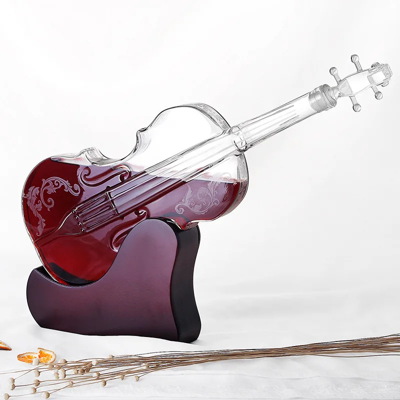 Creative Crafts Glass Wine Bottle Violin Shape Separator Set High Boron Red Decanter Home Decoration |