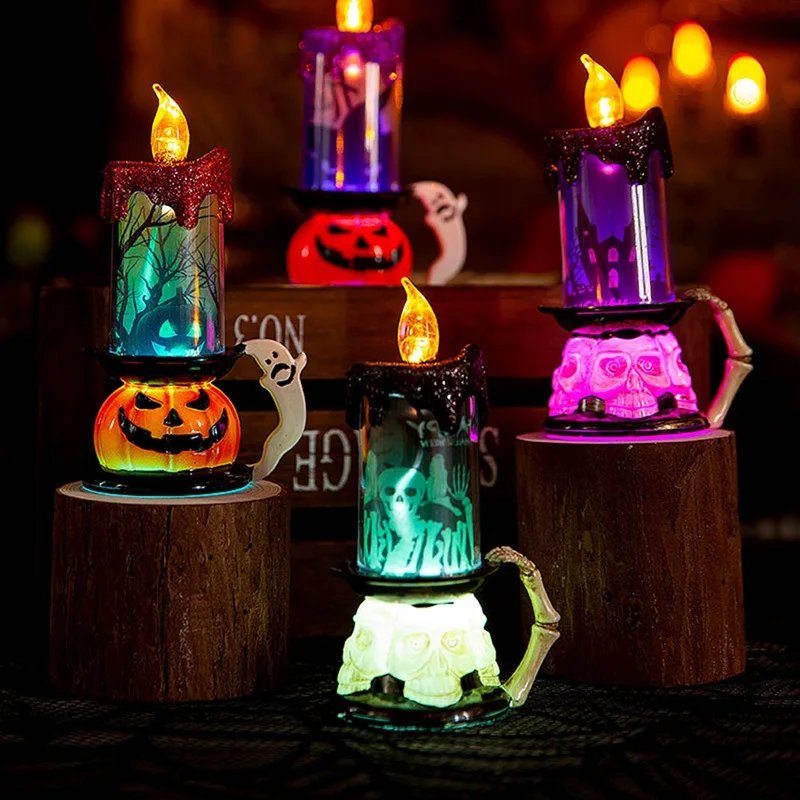 

Halloween Pumpkin Candle Light 3D Pumpkin Skeleton Shape Lamp Halloween Decoration Lights For Home