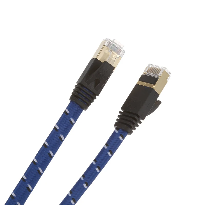 50 см Плетеный Кабель CAT-7 10 Gigabit Ethernet модем маршрутизатор патч RJ45 LAN сети синий