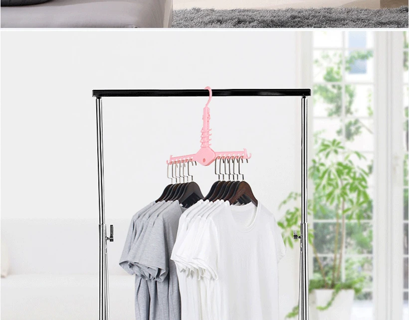 Advanced Design Save Space Hanger Cabinet Clothes Organizer Foldable Windproof Rotatable Household Hook Tie Storage Strong