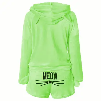 

Women Pajama Sets 2020 Autumn Winter Flannel Cartoon Warm Pyjamas Animal Sleepwear Cat Female Pajama Women Homewear