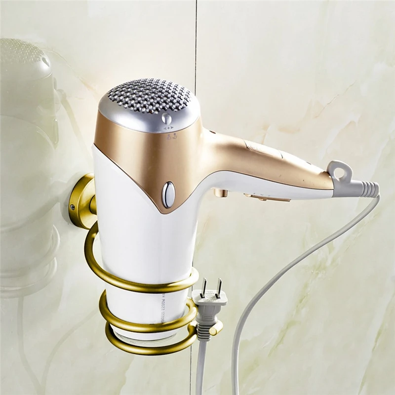 Wall Hair Dryer Rack Space Aluminum Bathroom Wall Holder Shelf Storage Storage Rack Home Bathroom Dedicated Bracket
