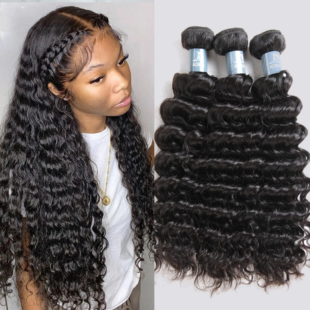 Amanda Deep Wave Brazilian Virgin Hair Bundles 10-30" Virgin Huamn Hair Weave Bundles Natural Color Can Bleached To #613