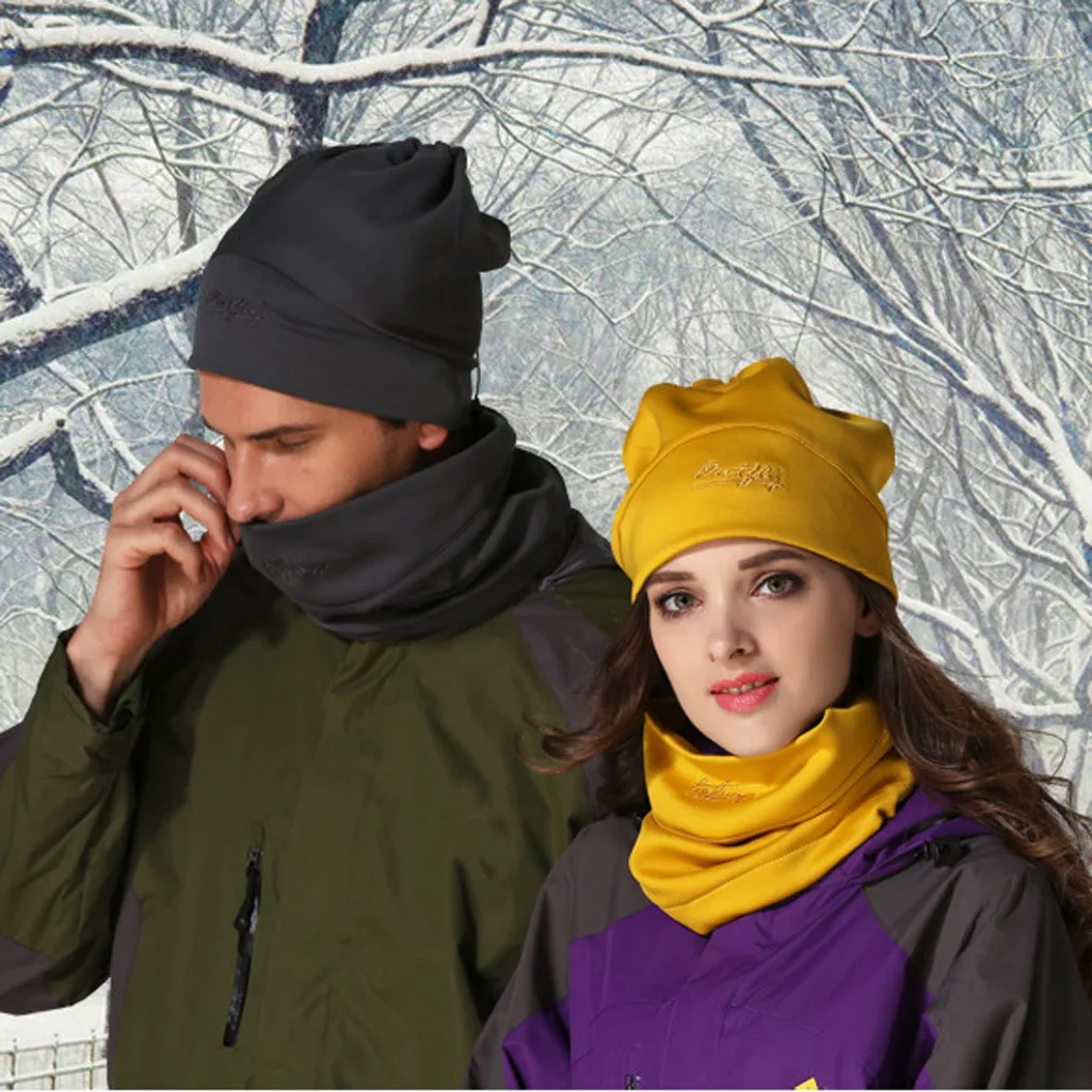Men's winter hat Ladies warm hat Joker warm knit wool hat Windshield Cap bib multi-purpose plus fleece winter knit hat W1017