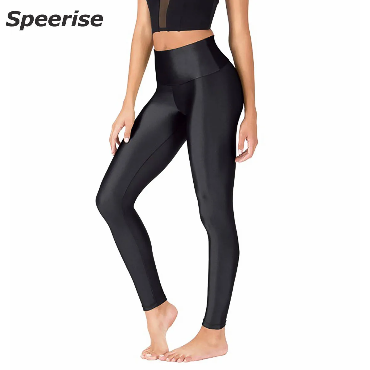Speerise Exercise Pants For Women Workout Fitness High Waisted Sport Yoga Leggings Dance Pants Elastic Training Gym Trousers