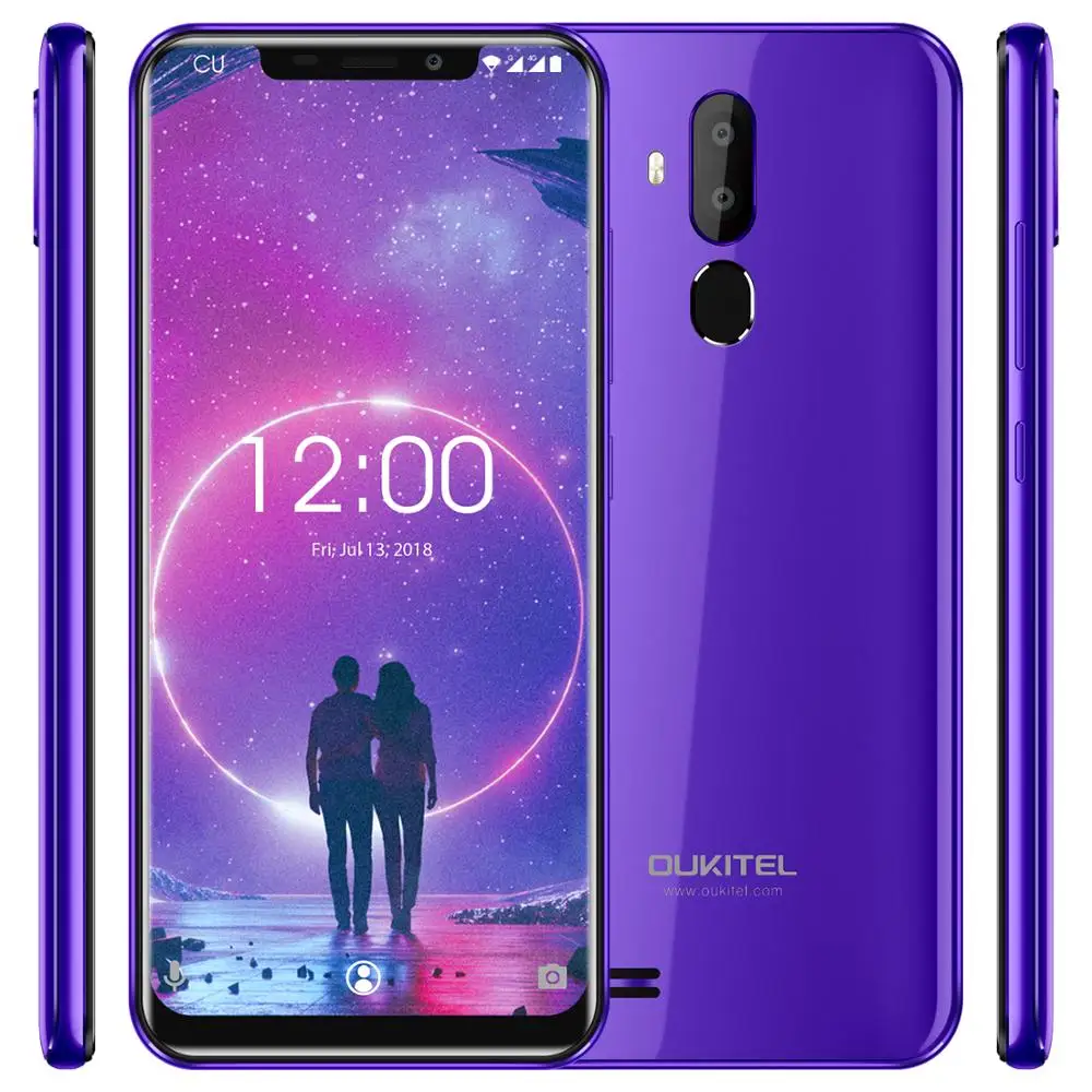Oukitel C12 3G Smartphone 6.18'' Android 8.1 MT6580 Quad Core 2GB RAM 16GB ROM 2.0MP Front Camera Fingerprint 3300mAh Cellphones