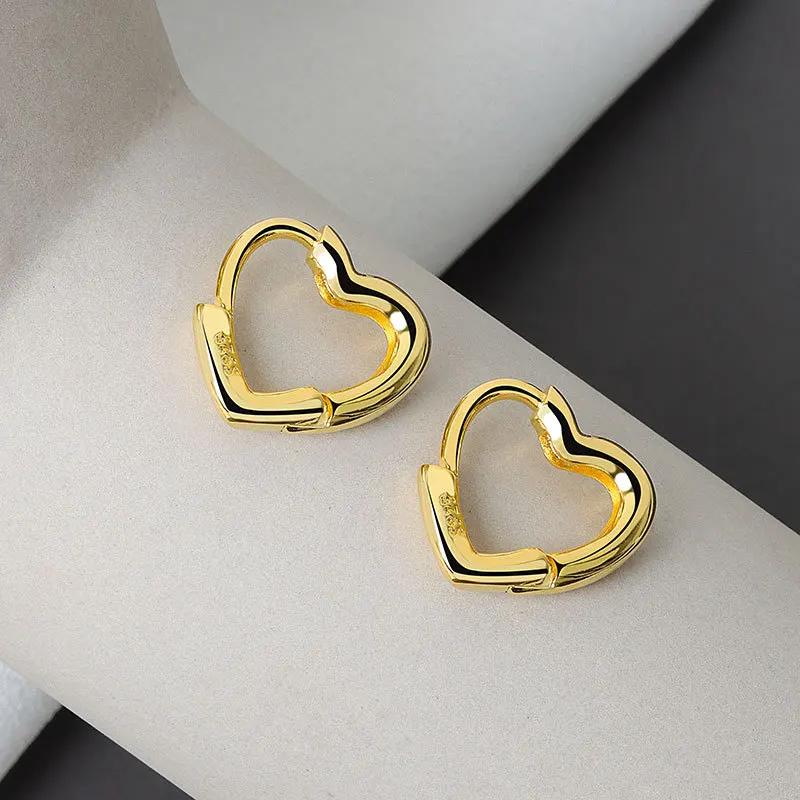 Silver Simple Heart Shape-Shape Small Stud Earrings Glamorous Women Fashion Jewelry Party Accessories - Image 5