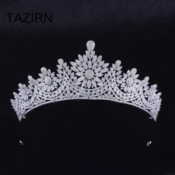 

Luxury Zircon Wedding Bridal Tiaras and Crowns Cubic Zirconia Crystal Princess Headpieces Party Prom Pageant Hair Accessories