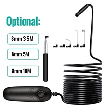 3,5 m/5 m/10 m HD Полужесткий кабель 1200P Wifi эндоскоп Инспекционная камера IP67 Водонепроницаемый 2.0MP 8psc светодиодный для Android и iOS