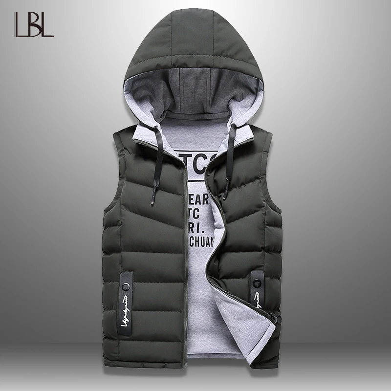 Chaleco de invierno para hombre, chaleco informal, chaleco sin mangas, chaquetas con capucha para hombre, chaleco desgastado en ambos lados, sombrero desmontable, camiseta nueva 4XL