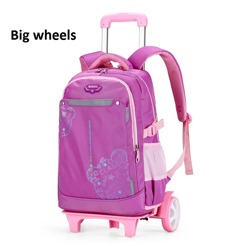 Водонепроницаемый школьные ранцы для мальчиков рюкзак с колесами Mochila Escolar Trolley Plecak Szkolny для девочек Zaino Scuola Детская сумка - Цвет: Big wheels