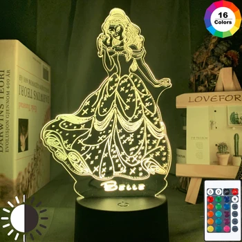 

Princess Belle Dress Figure 3d Led Lamps for Kids Child Girl Bedroom Decorative Light Cool Christmas Gift Baby Led Night Light