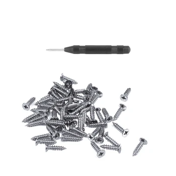 

60Pcs Stainless Steel Flat-Head Phillips Head Screw 12Mm x m &1Pcs Automatic Center Punch Drill Bit Tools