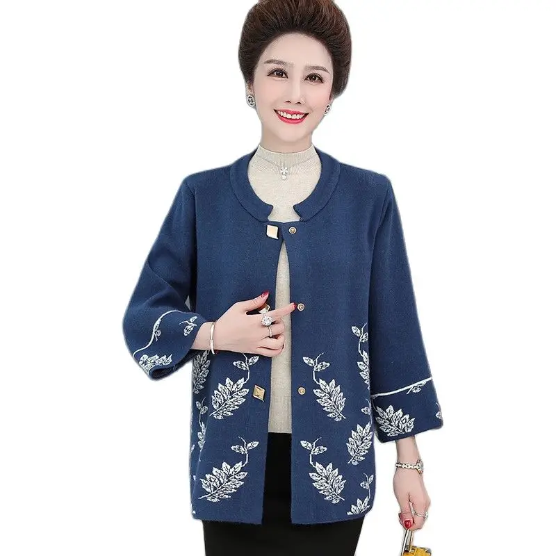 

Женский жаккардовый кардиган с круглым вырезом, с рукавом 2428