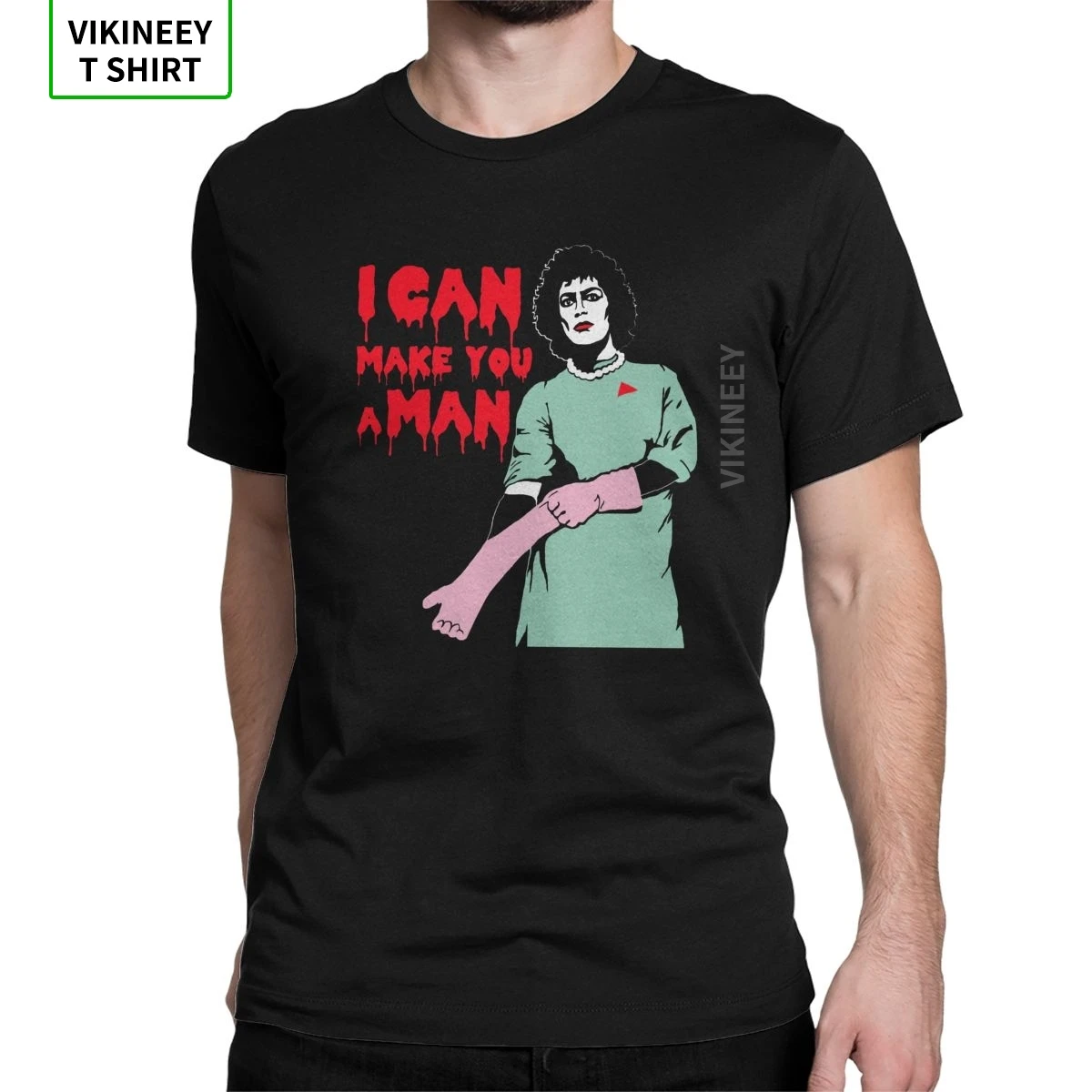 Erkekler I Can yapmak bir adam kayalık korku resim gösterisi T shirt RHPS cadılar bayramı pamuk kısa kollu Tee gömlek baskılı tişört