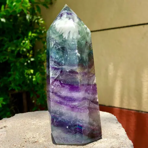 

180-200G Natural Fluorite Obelisk Quartz Crystal Wand Point Realistic Healing