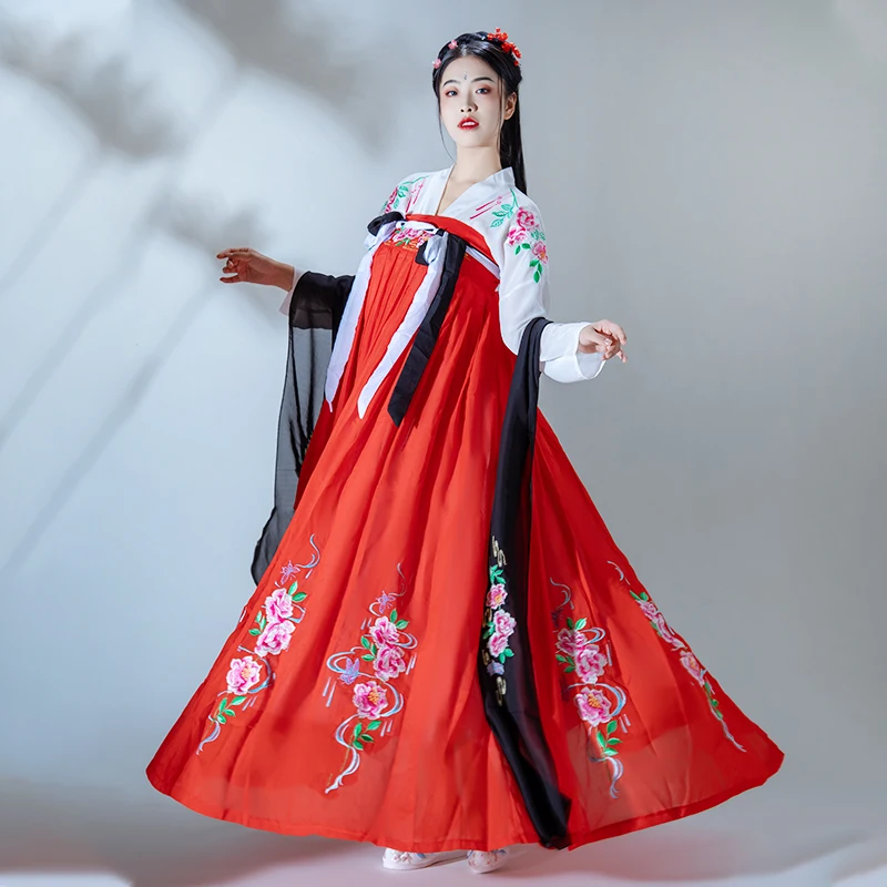 Дамы хан фу костюм для китайского традиционного танца одежда Феи представление вышивка платье Восточный Тан древней фотографии платье косплей - Цвет: 3