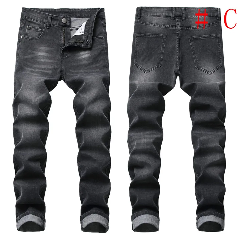 C New fashion Men Skinny Jeans Stretchy Jeans Denim Pant Slim Fit Pant Long pant Casual pant Frayed Jeans Trouser men Pant - Цвет: C