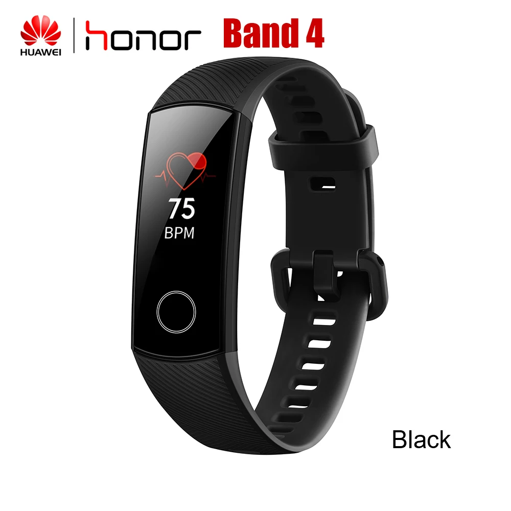 Смарт-браслет huawei Honor Band 5 Amoled цветной 0,9" сенсорный экран для плавания осанка обнаружения пульса трекер сна оснастка - Цвет: band 4 black