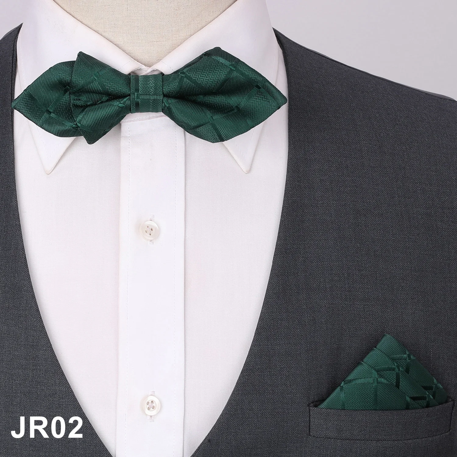 JR02 HISDERN/мужской полосатый галстук в клетку с узором пейсли для свадебной вечеринки, украшенный бриллиантами, с острым наконечником, предварительно завязанный Галстук-бабочка и карман, квадратный комплект - Цвет: JR02