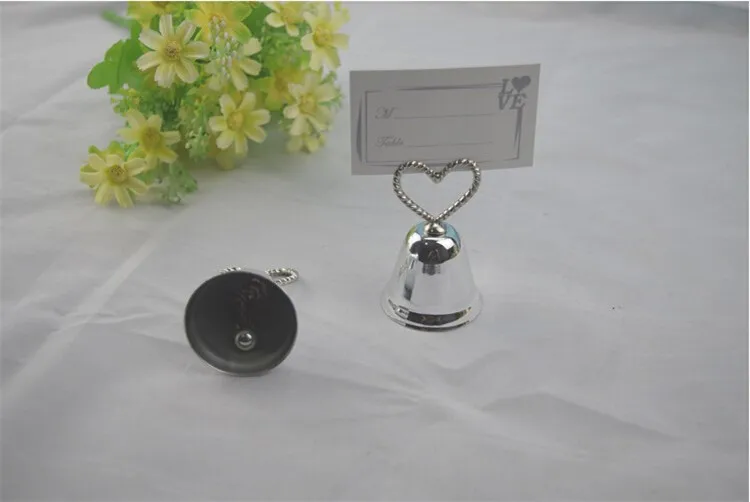 Free-shipping-DHL-Silver-Heart-Bell-Place-Card-Holder-Wedding-favors-with-matching-card-100PCS-for (2)